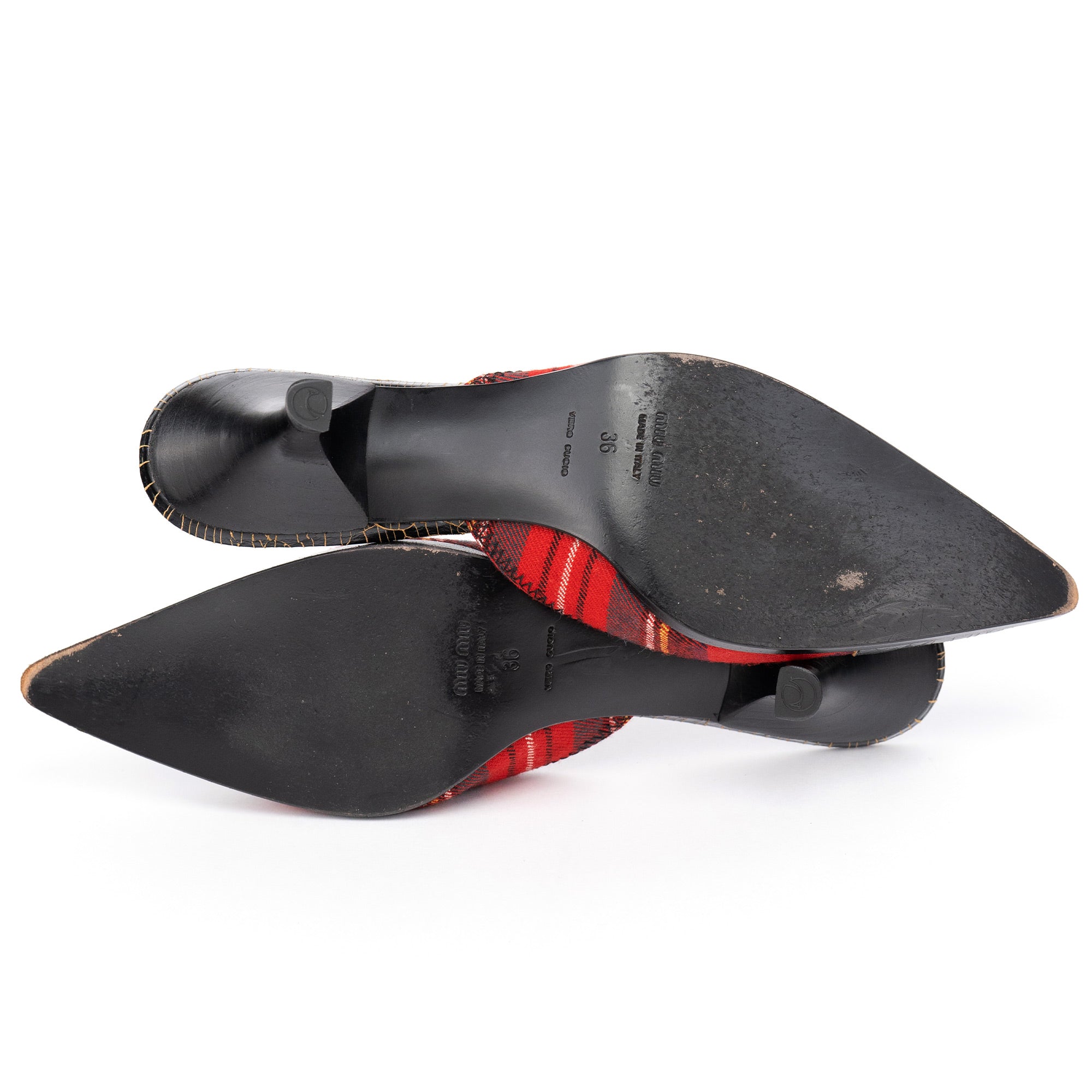 Tartan & Cracked Patent Leather Kitten Heel Mules