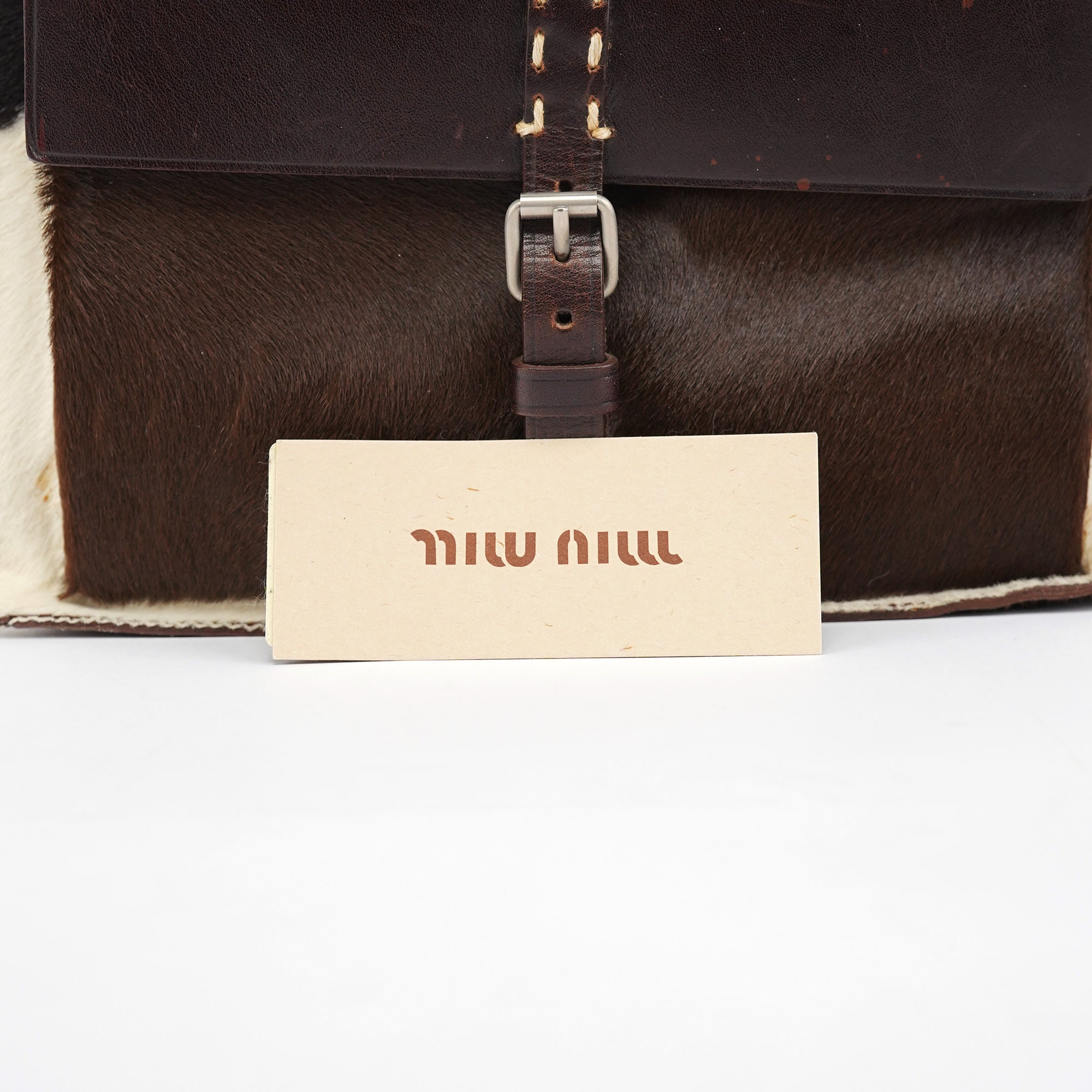 White Brown Calf Hair Tote Bag