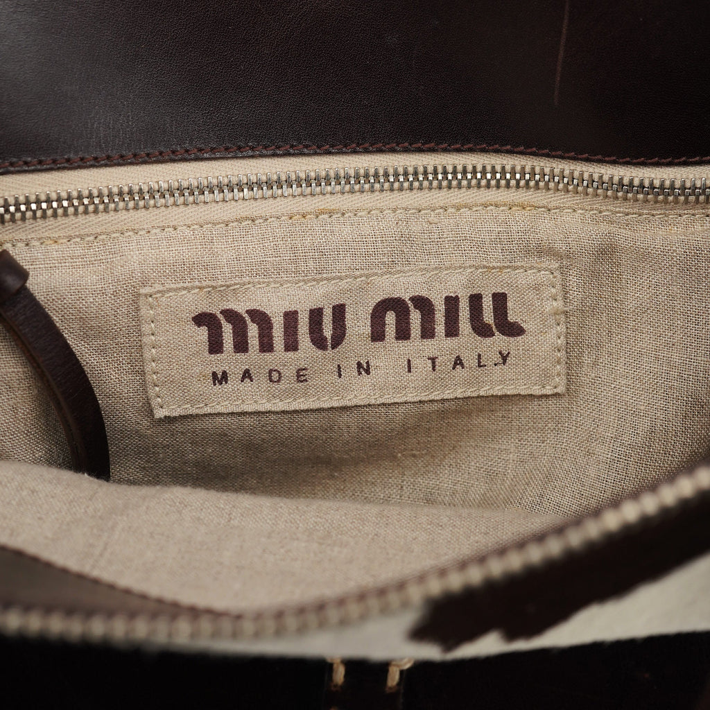 White Brown Calf Hair Tote Bag
