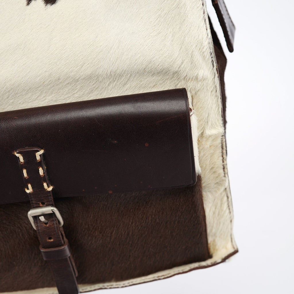 White Brown Calf Hair Tote Bag