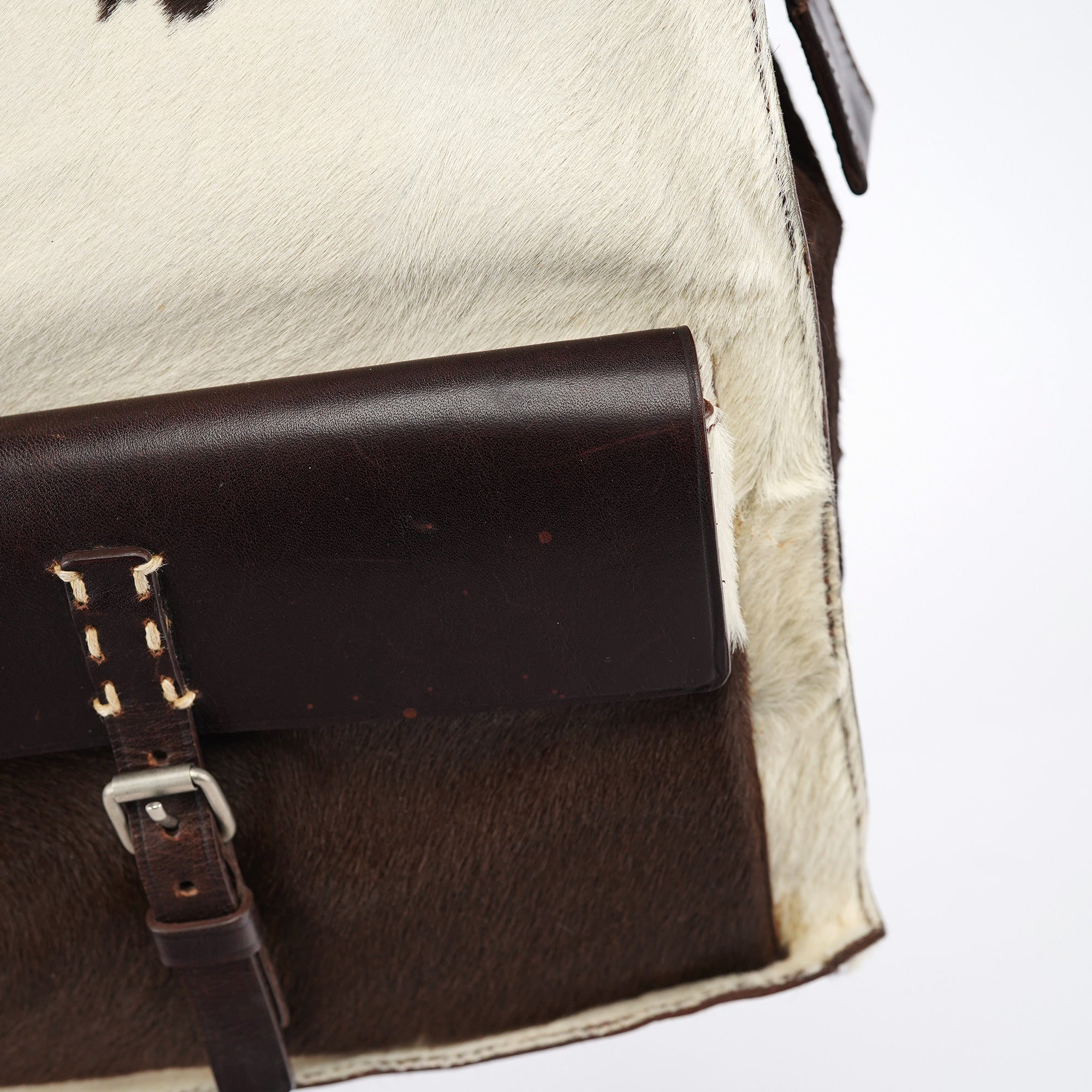 White Brown Calf Hair Tote Bag