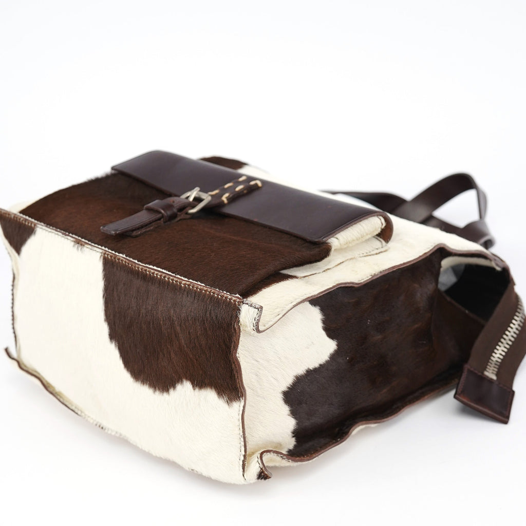 White Brown Calf Hair Tote Bag