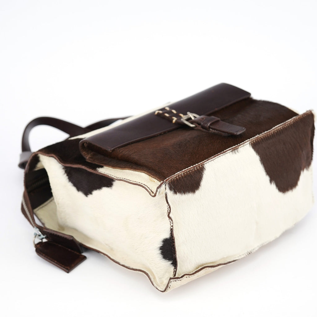 White Brown Calf Hair Tote Bag