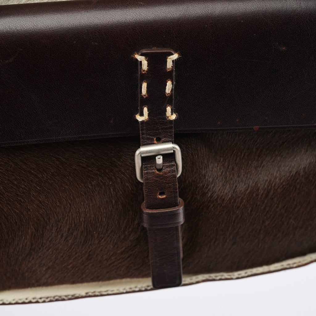 White Brown Calf Hair Tote Bag