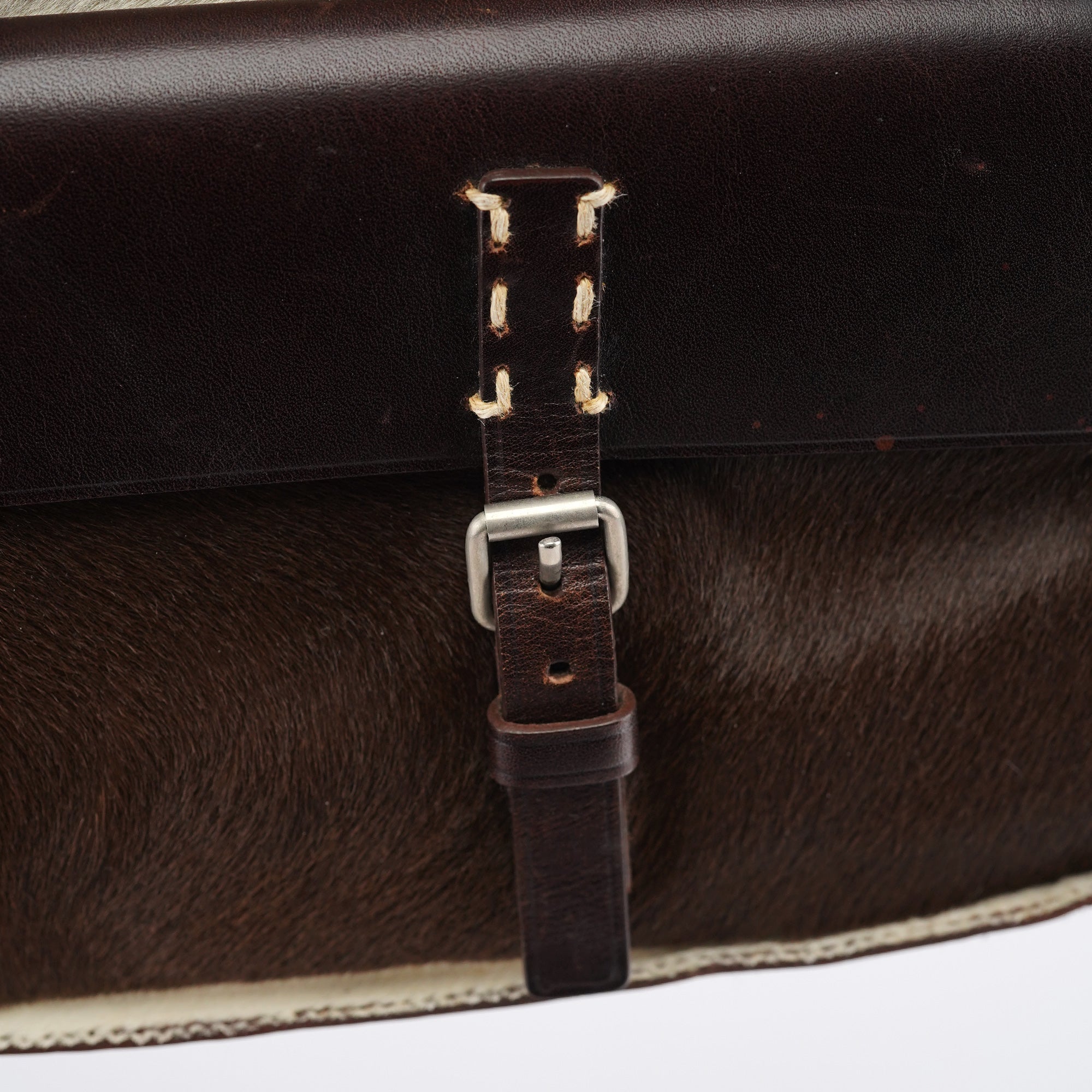 White Brown Calf Hair Tote Bag