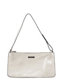 White Crackled Leather Mini Hobo Bag