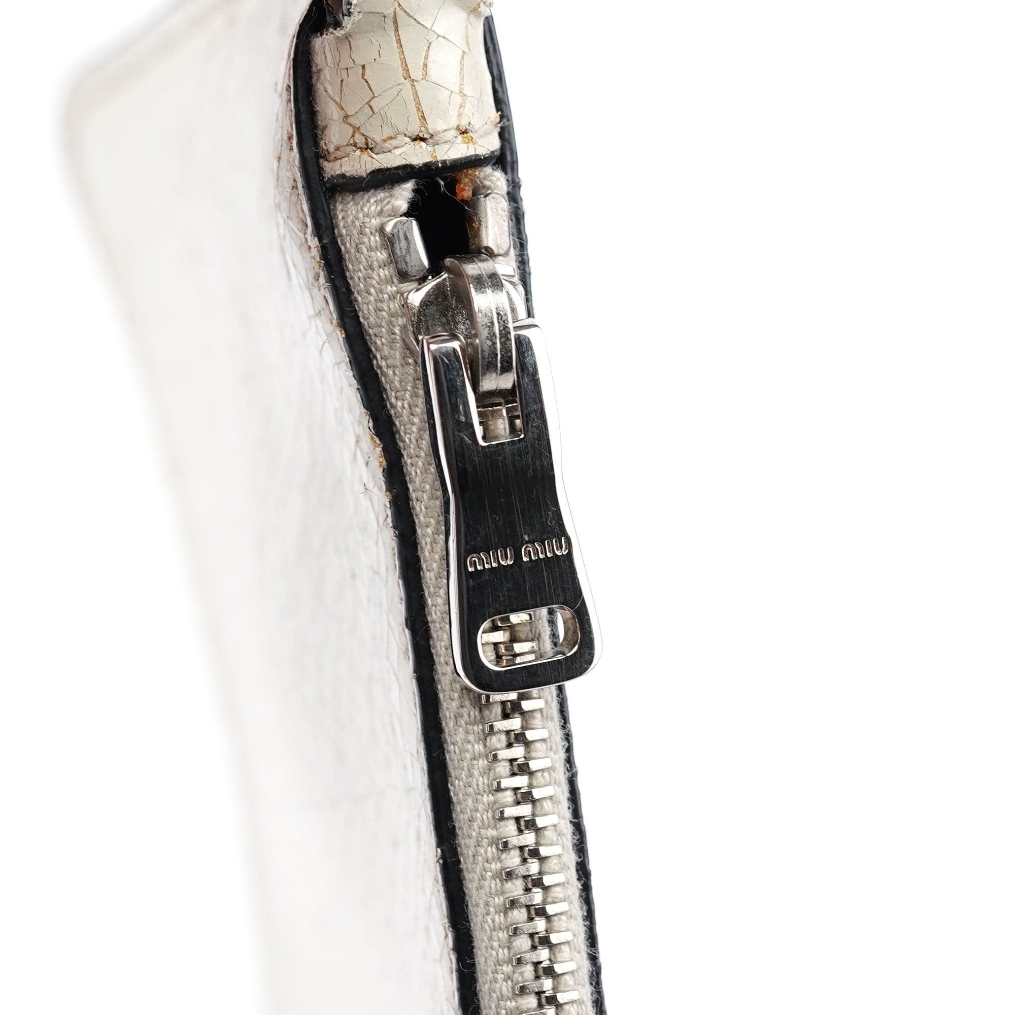 White Crackled Leather Mini Hobo Bag
