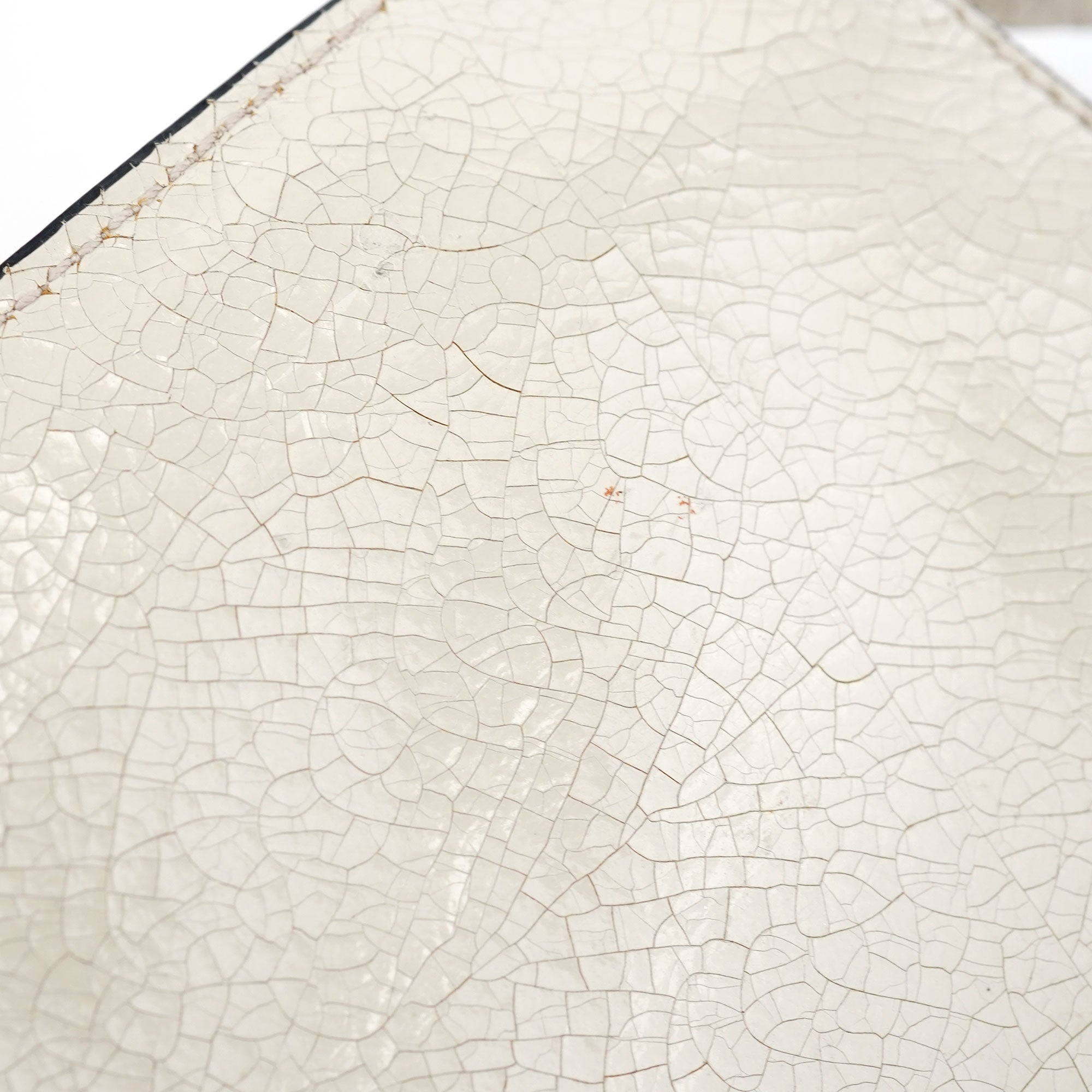White Crackled Leather Mini Hobo Bag
