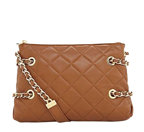 Michael Kors Susannah Brown Leather With Metal Chain Messenger Bag