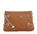 Michael Kors Susannah Brown Leather With Metal Chain Messenger Bag