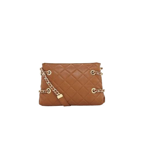 Michael Kors Susannah Brown Leather With Metal Chain Messenger Bag