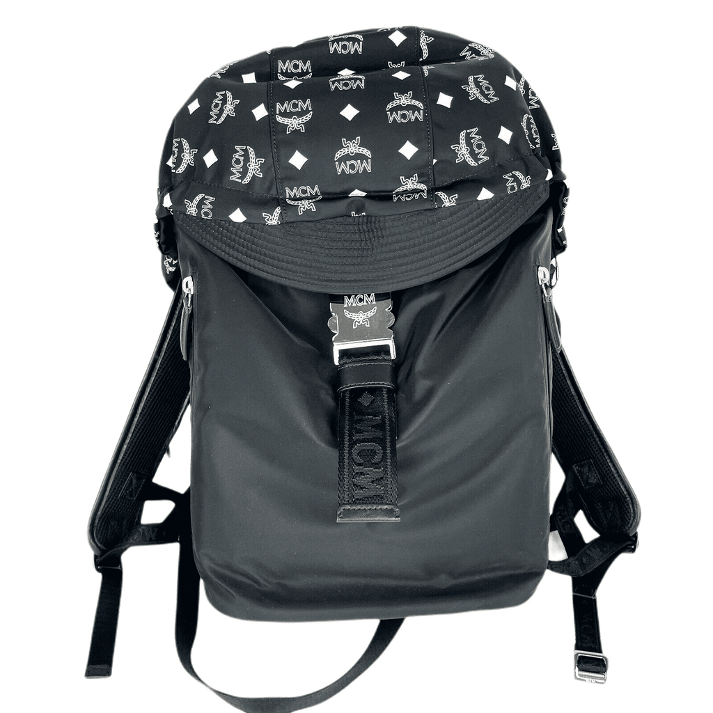 MCM Black Nylon Luft Hoodie with Detachable Hood Backpack