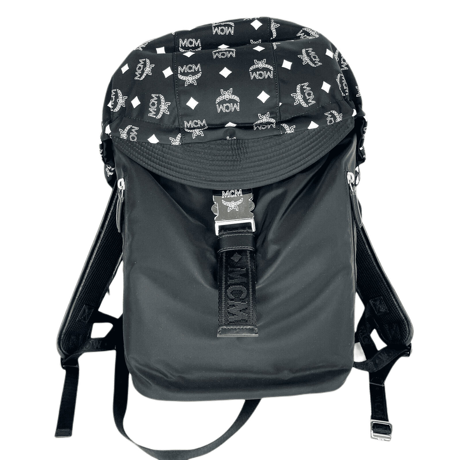 MCM Black Nylon Luft Hoodie with Detachable Hood Backpack