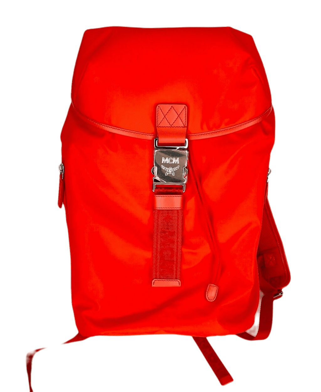 MCM Orange Red Nylon Luft Hoodie Detachable Hood Backpack