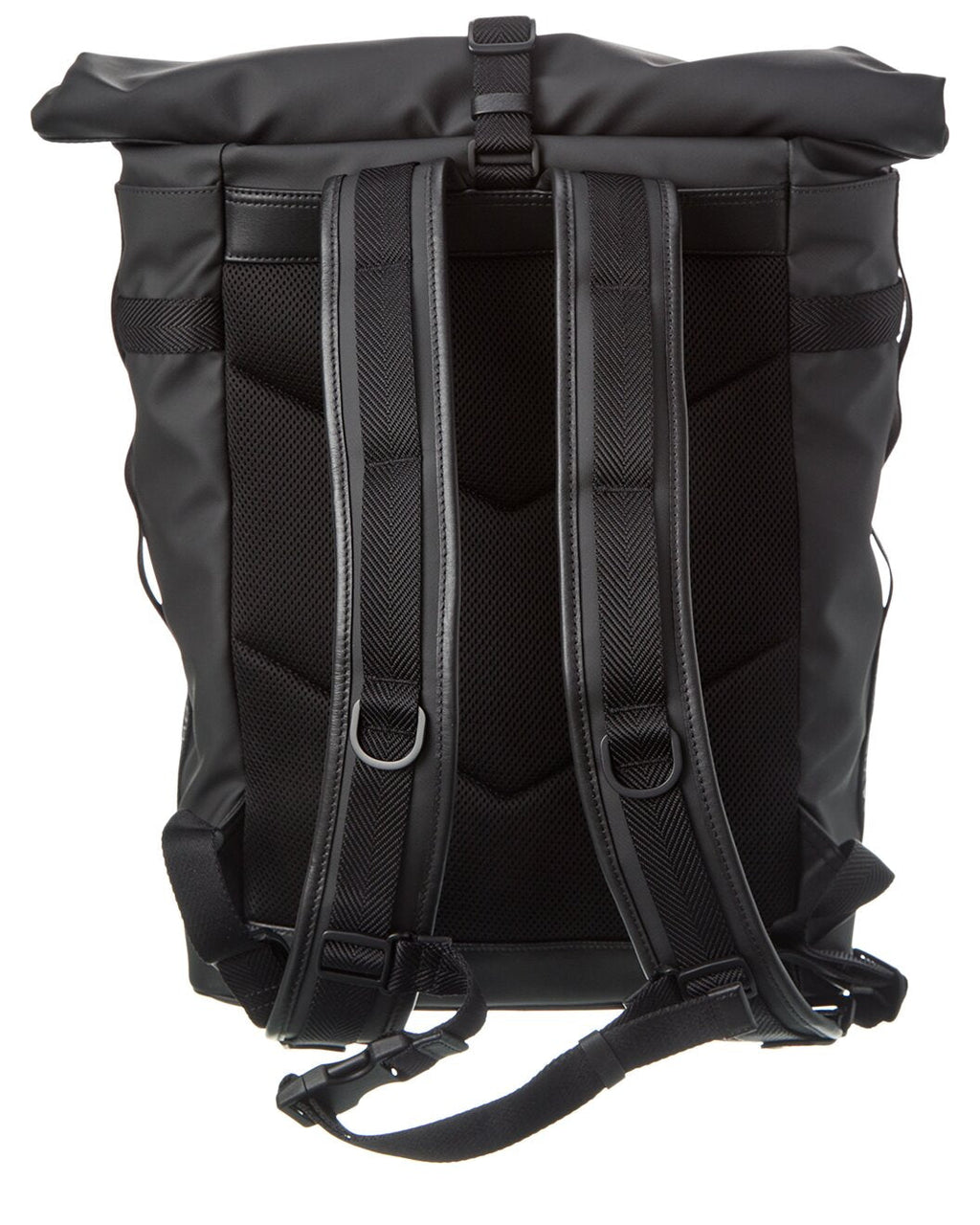 MCM Black Canvas Nylon Medium Roll Top Backpack