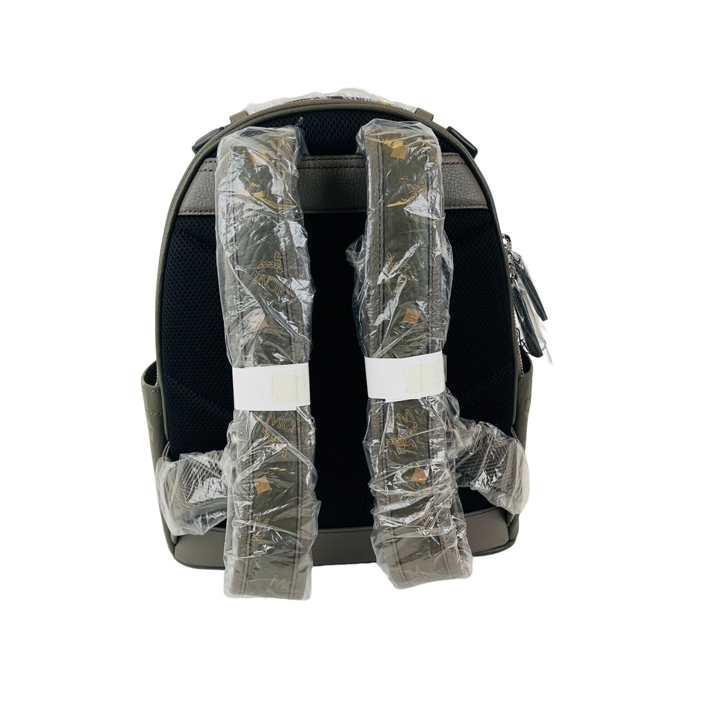 MCM Green Sea Turtle Visetos Coated Canvas Small Backpack