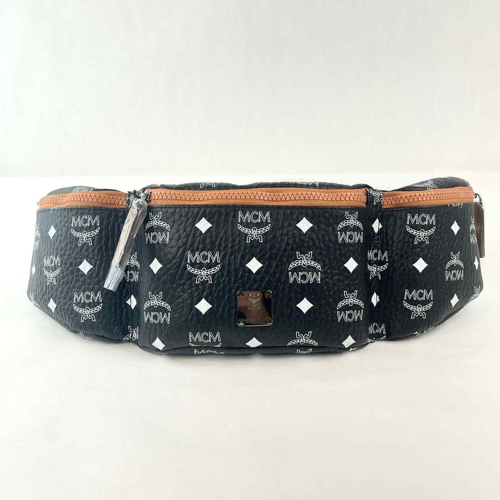 MCM Women's Black Visetos Canvas Large Sling Belt Bag