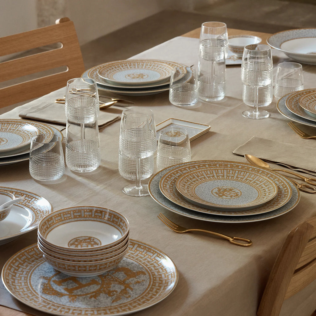 Hermes Porcelain Mosaique Au 24 Gold Dinner Plate (Set of 2)