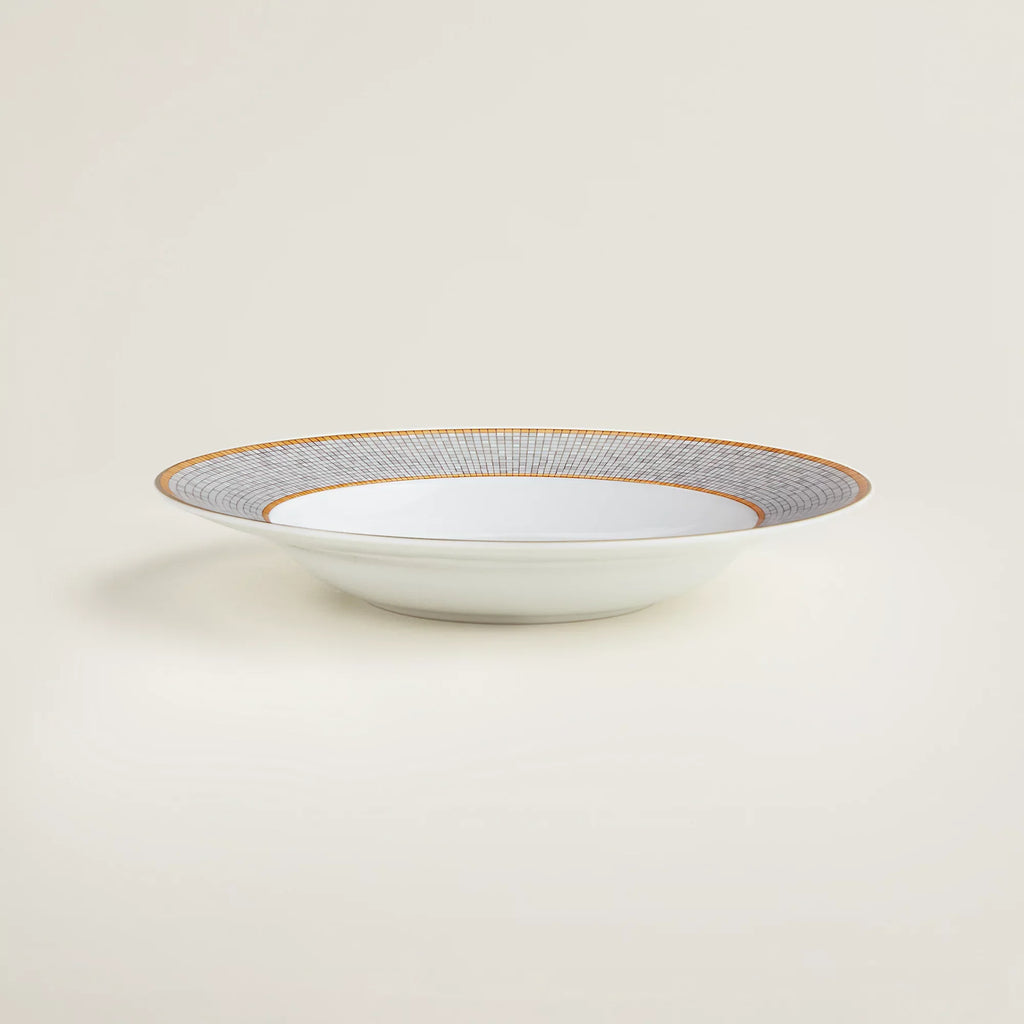 Hermes Porcelain Mosaique Au 24 Gold Soup Plate (Set of 2)