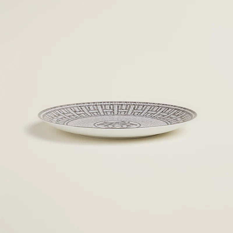 Hermes Porcelain Mosaique Au 24 Platinum Dessert Plate (Set of 2)