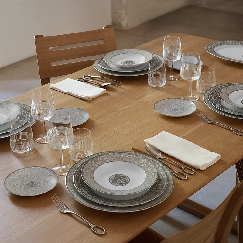 Hermes Porcelain Mosaique Au 24 Platinum Tart Platter