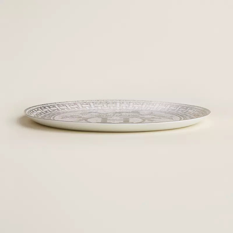 Hermes Porcelain Mosaique Au 24 Platinum Tart Platter