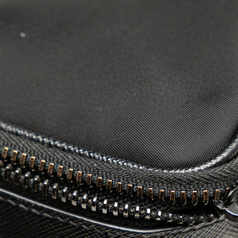 Prada Triangle Logo Plate Nylon Saffiano Leather Shoulder Bag
