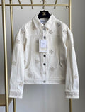 CHANEL Flower Patterns Casual Style Denim Logo Jackets