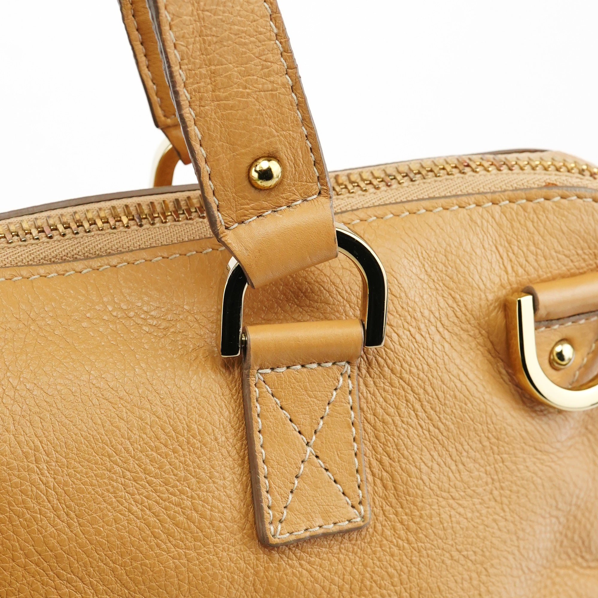 Beige Leather 2-Way Bag