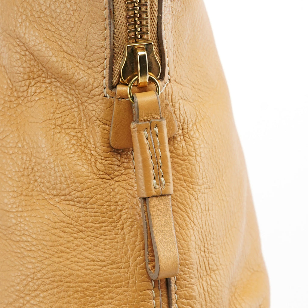 Beige Leather 2-Way Bag