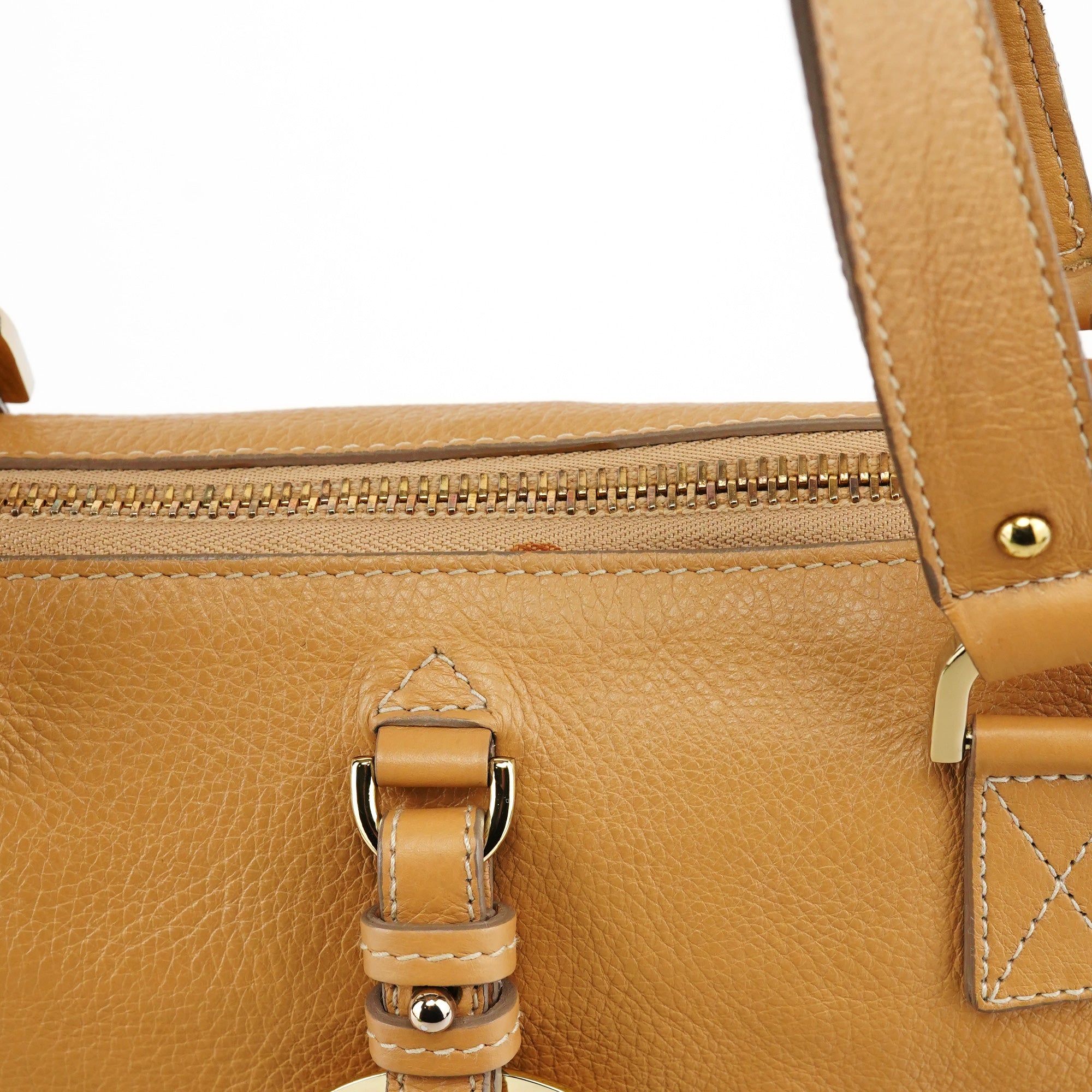 Beige Leather 2-Way Bag