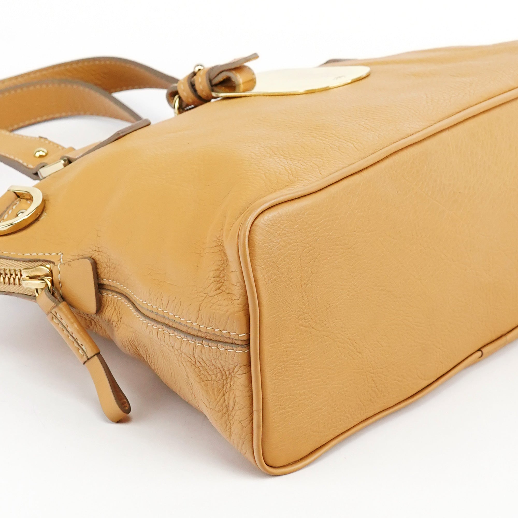 Beige Leather 2-Way Bag