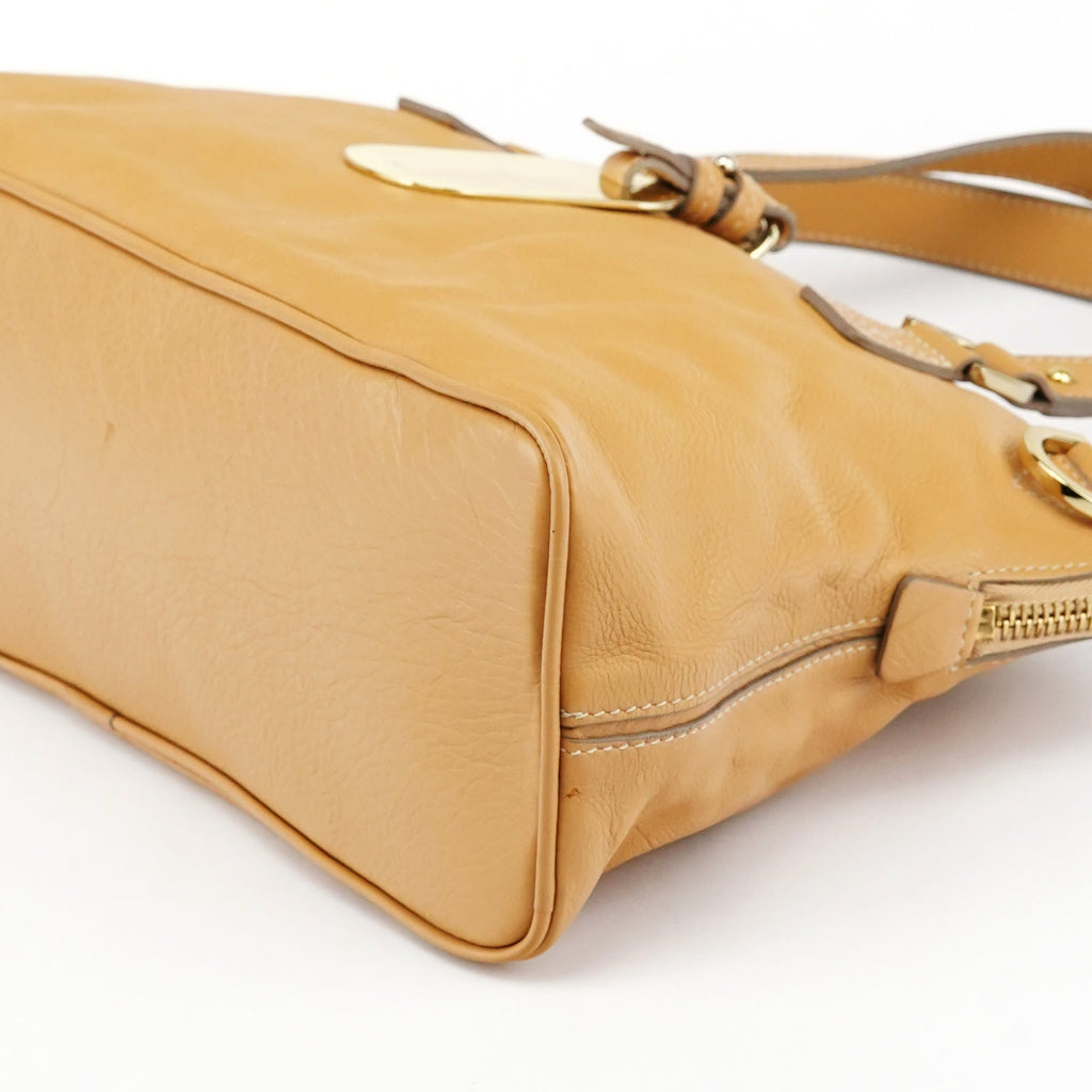 Beige Leather 2-Way Bag