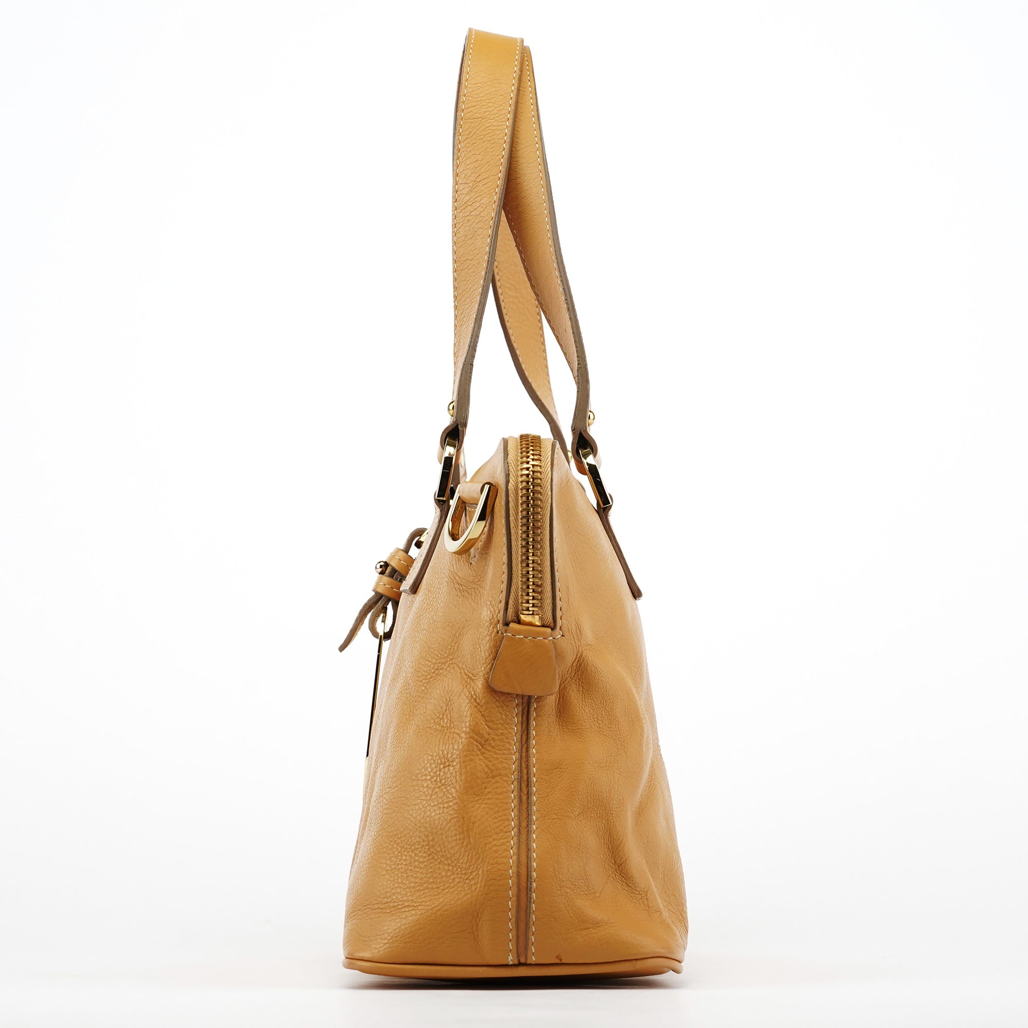 Beige Leather 2-Way Bag