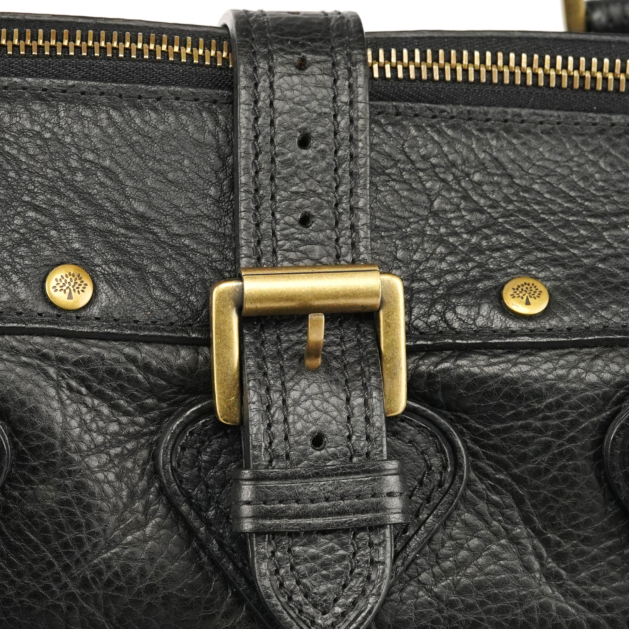 Black Leather Studded Bayswater Bag