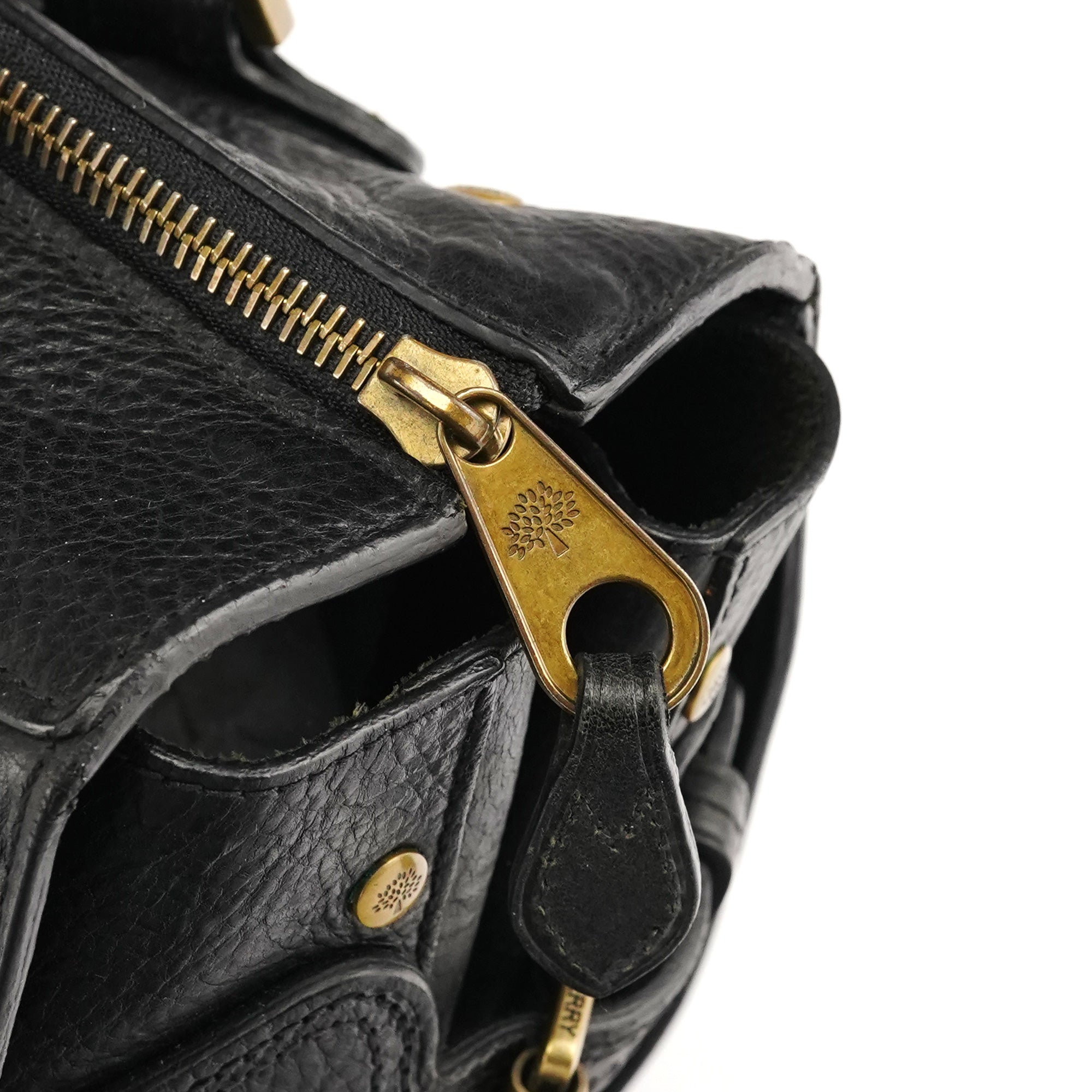 Black Leather Studded Bayswater Bag