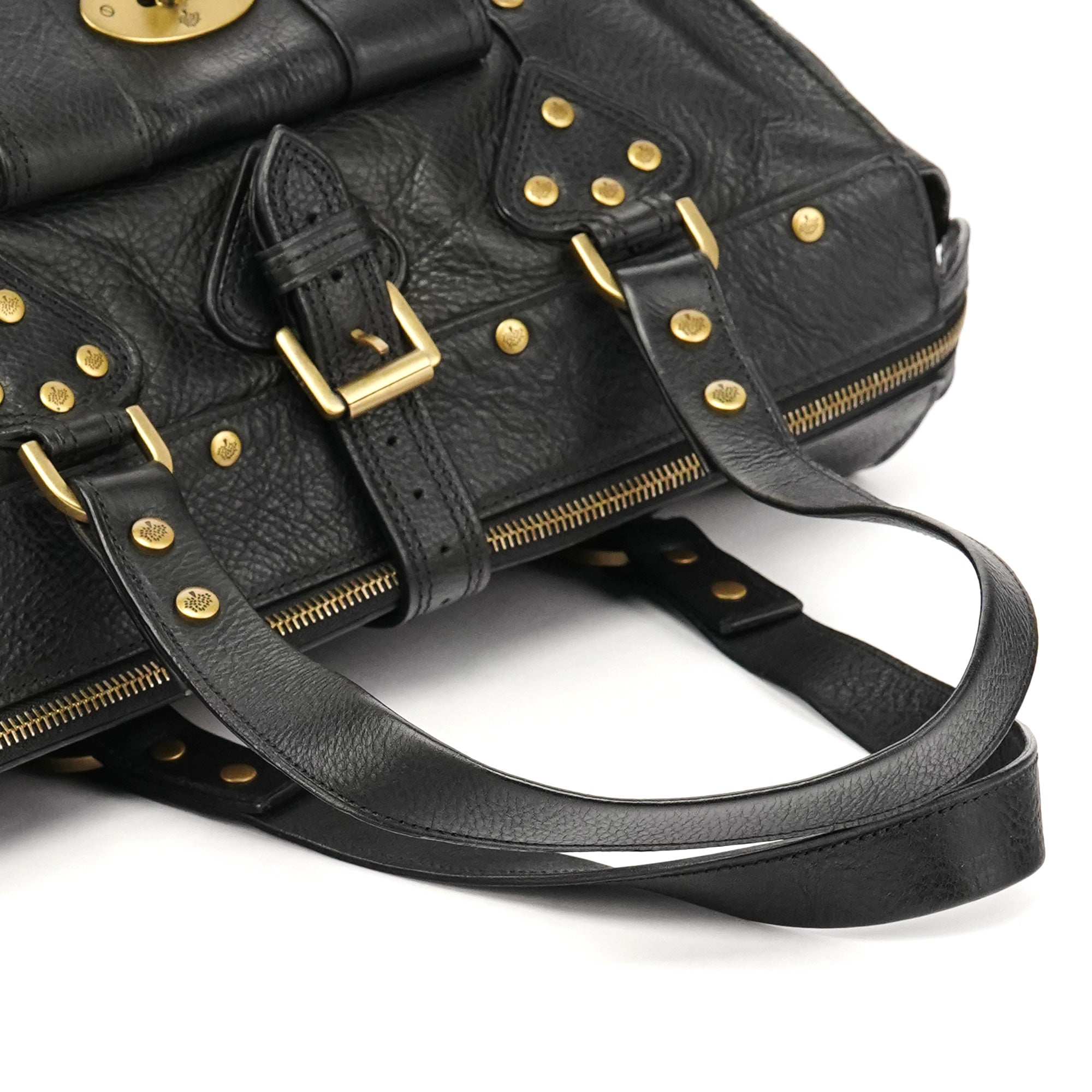 Black Leather Studded Bayswater Bag