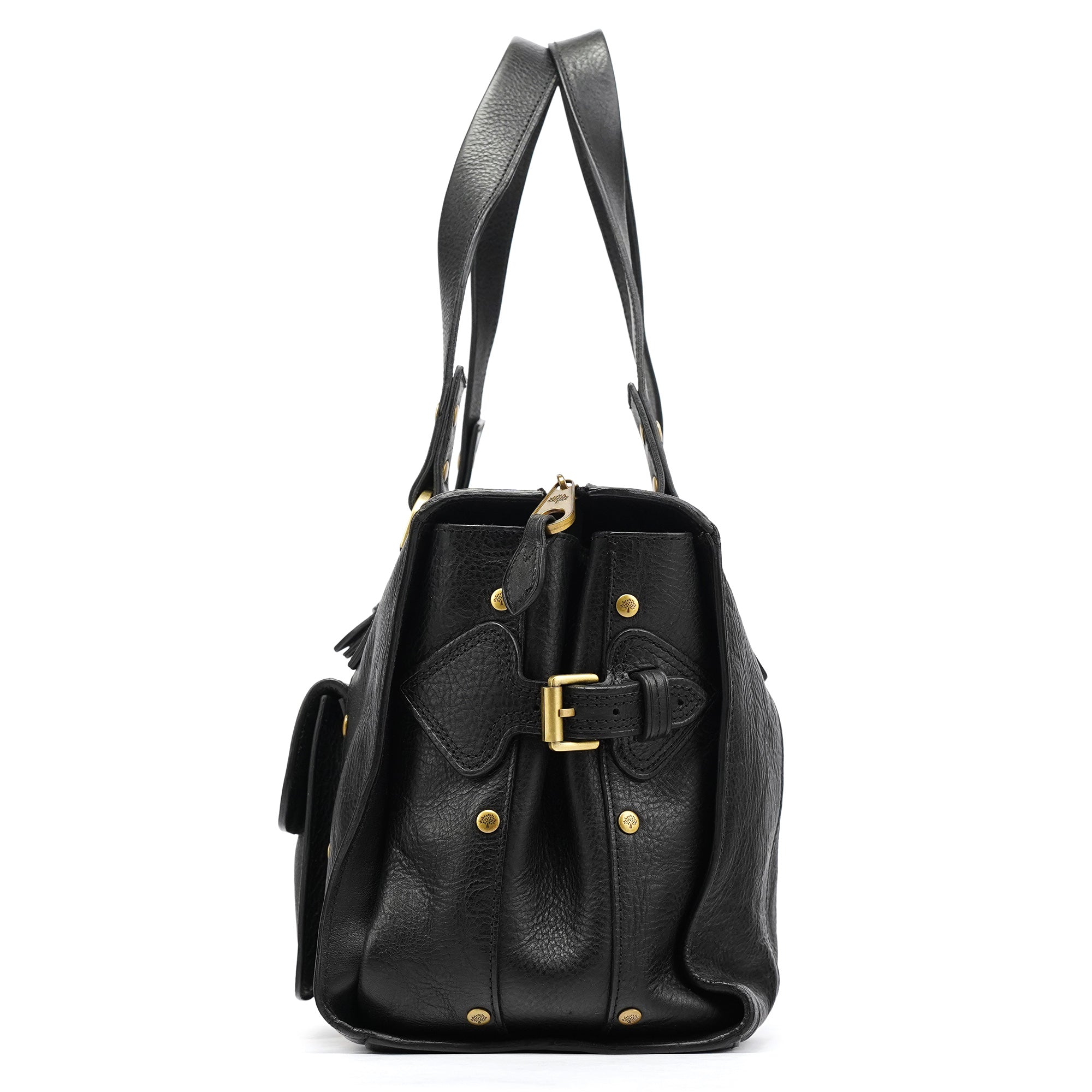 Black Leather Studded Bayswater Bag