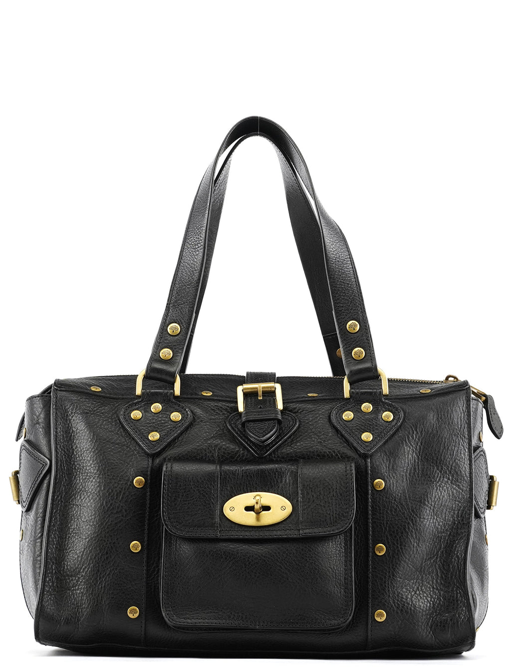 Black Leather Studded Bayswater Bag