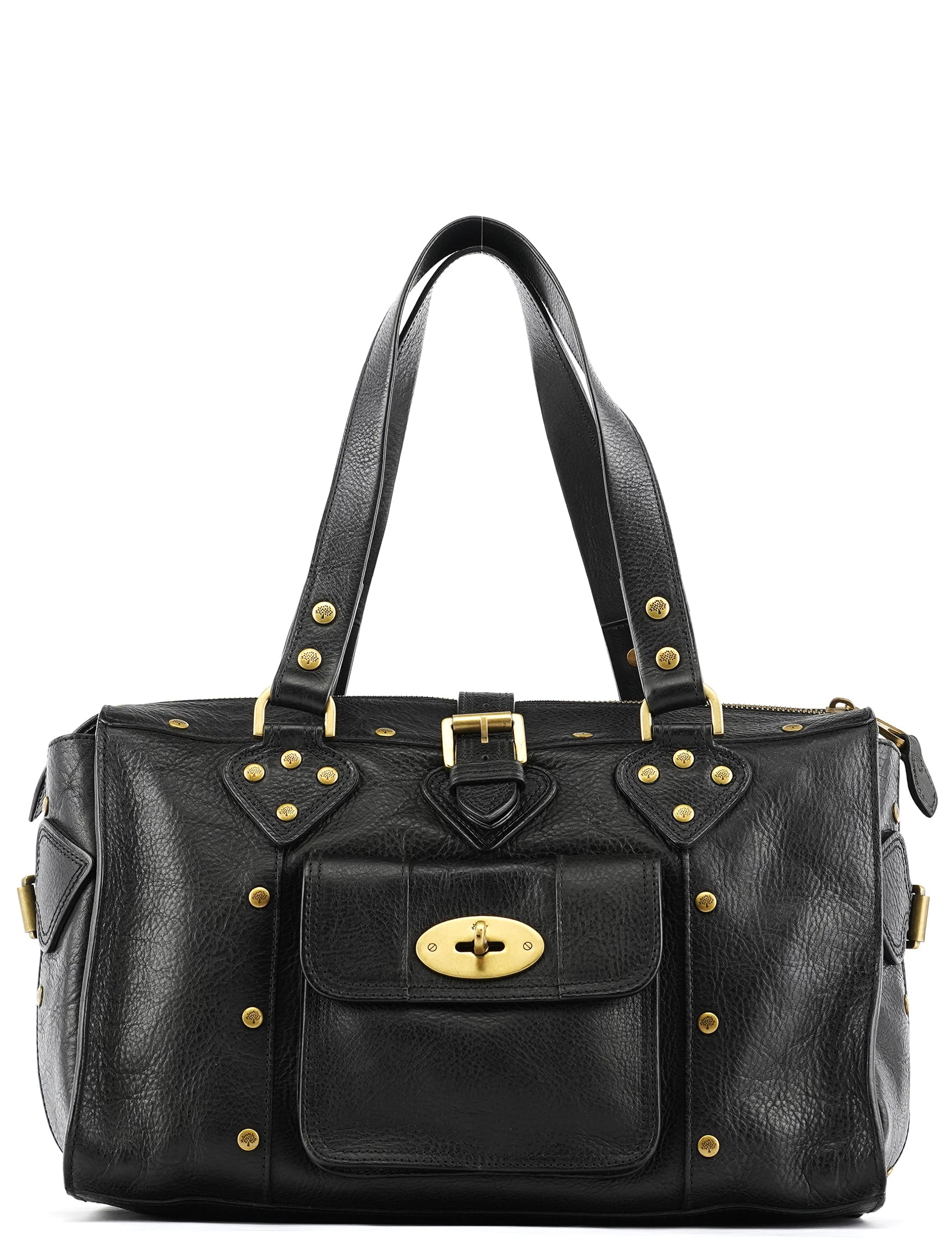 Black Leather Studded Bayswater Bag