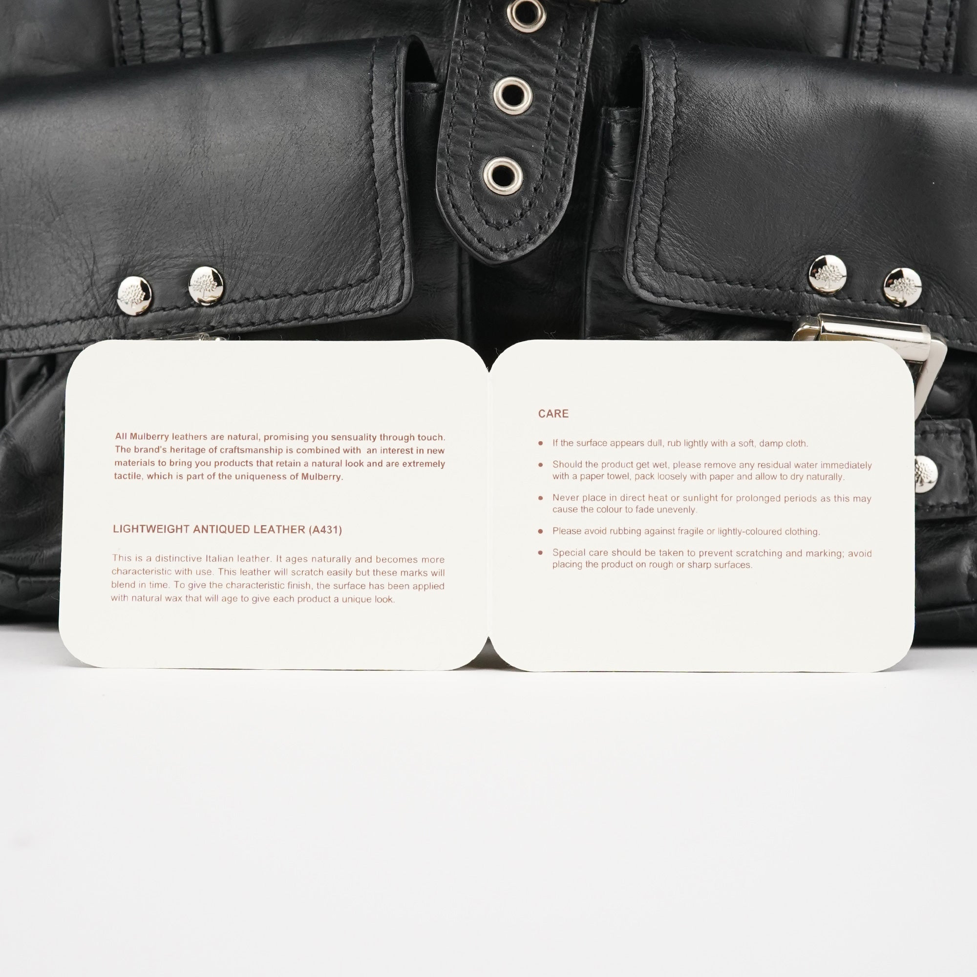 Black Leather Buckle Pocket Tote Bag