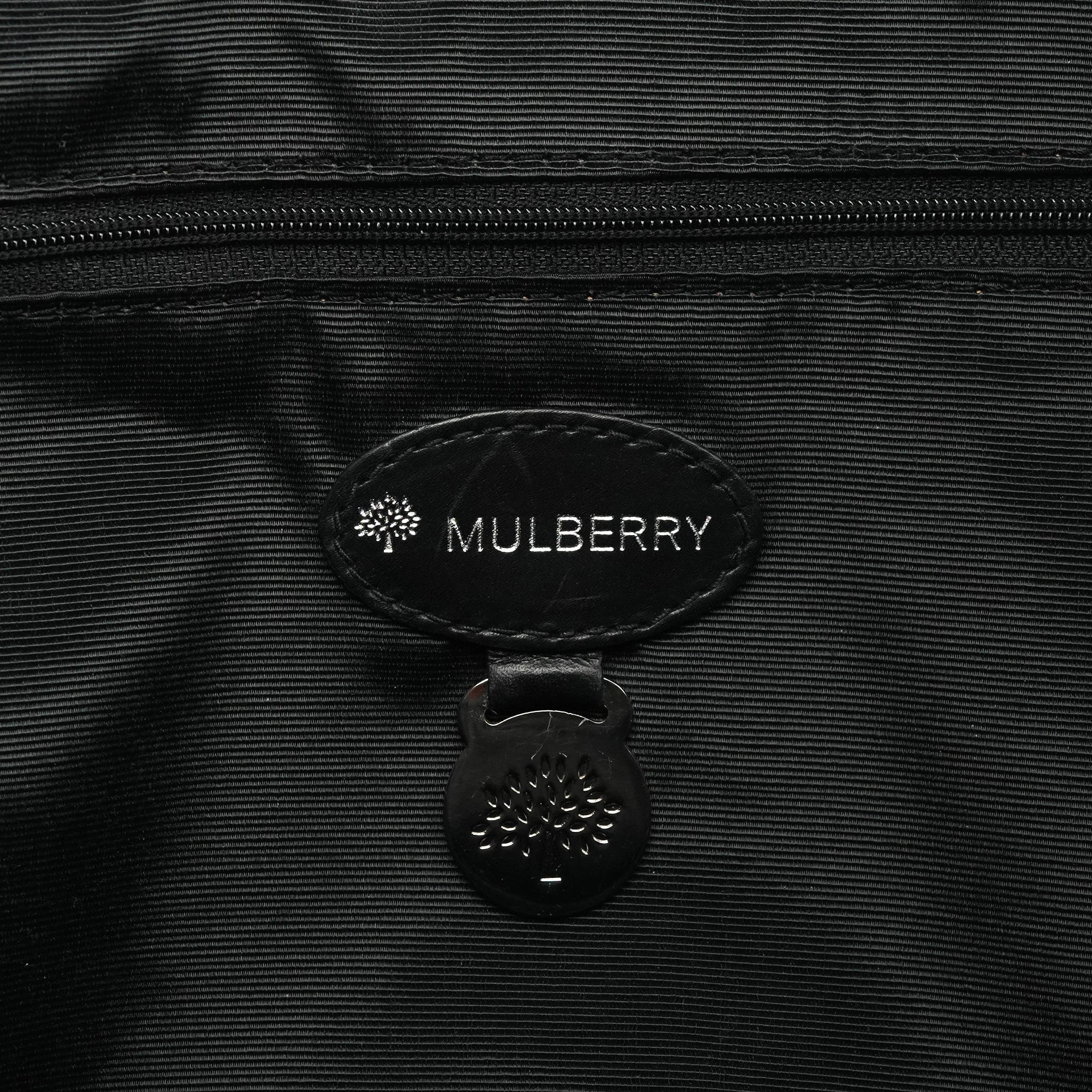 Black Leather Buckle Pocket Tote Bag