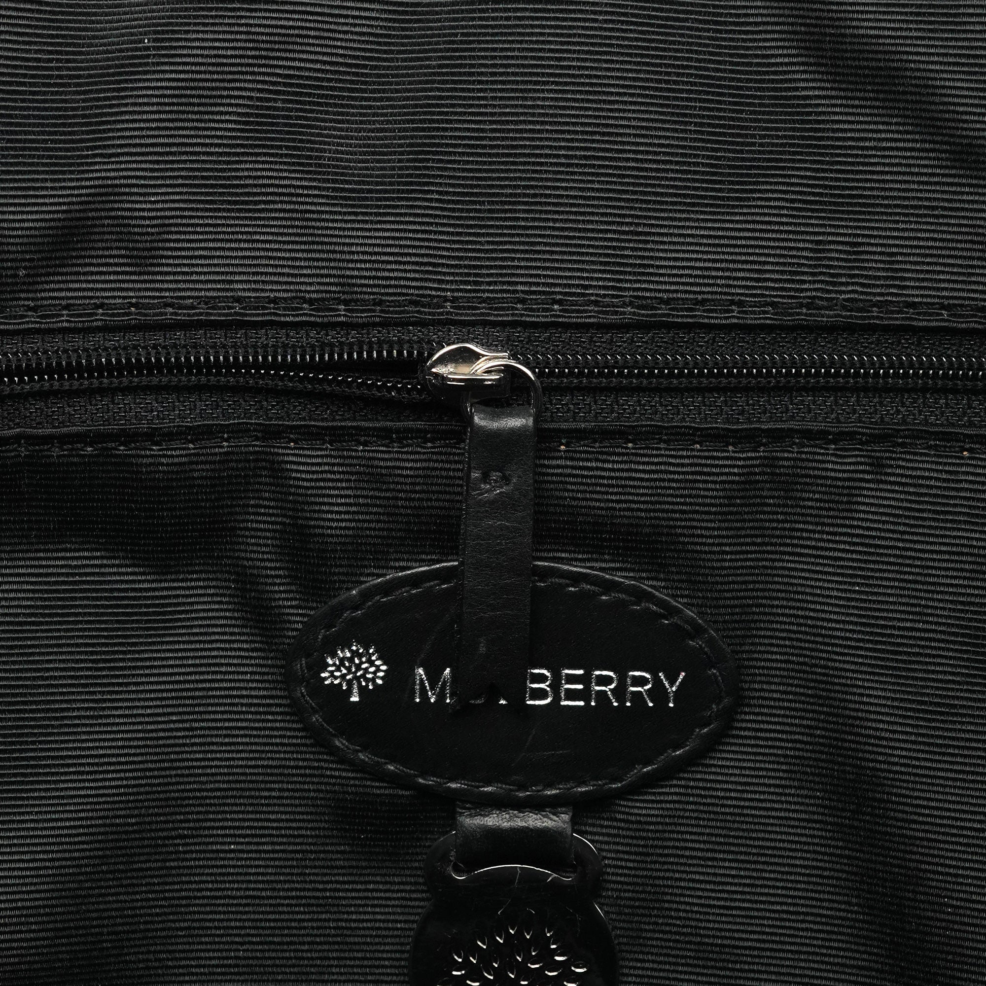 Black Leather Buckle Pocket Tote Bag