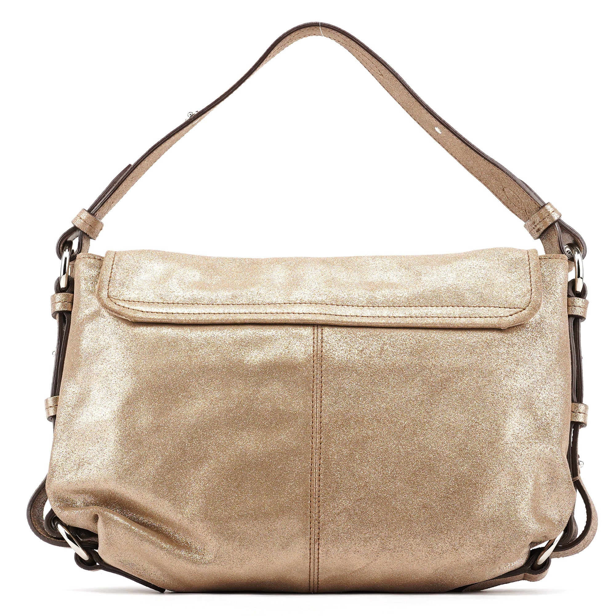 Pink Gold Metallic Leather Shoulder Bag