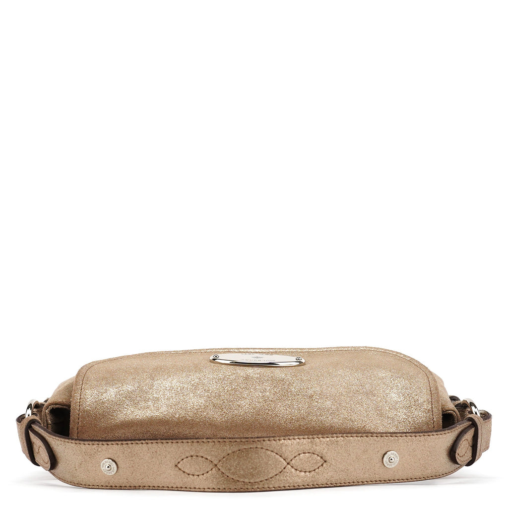 Pink Gold Metallic Leather Shoulder Bag