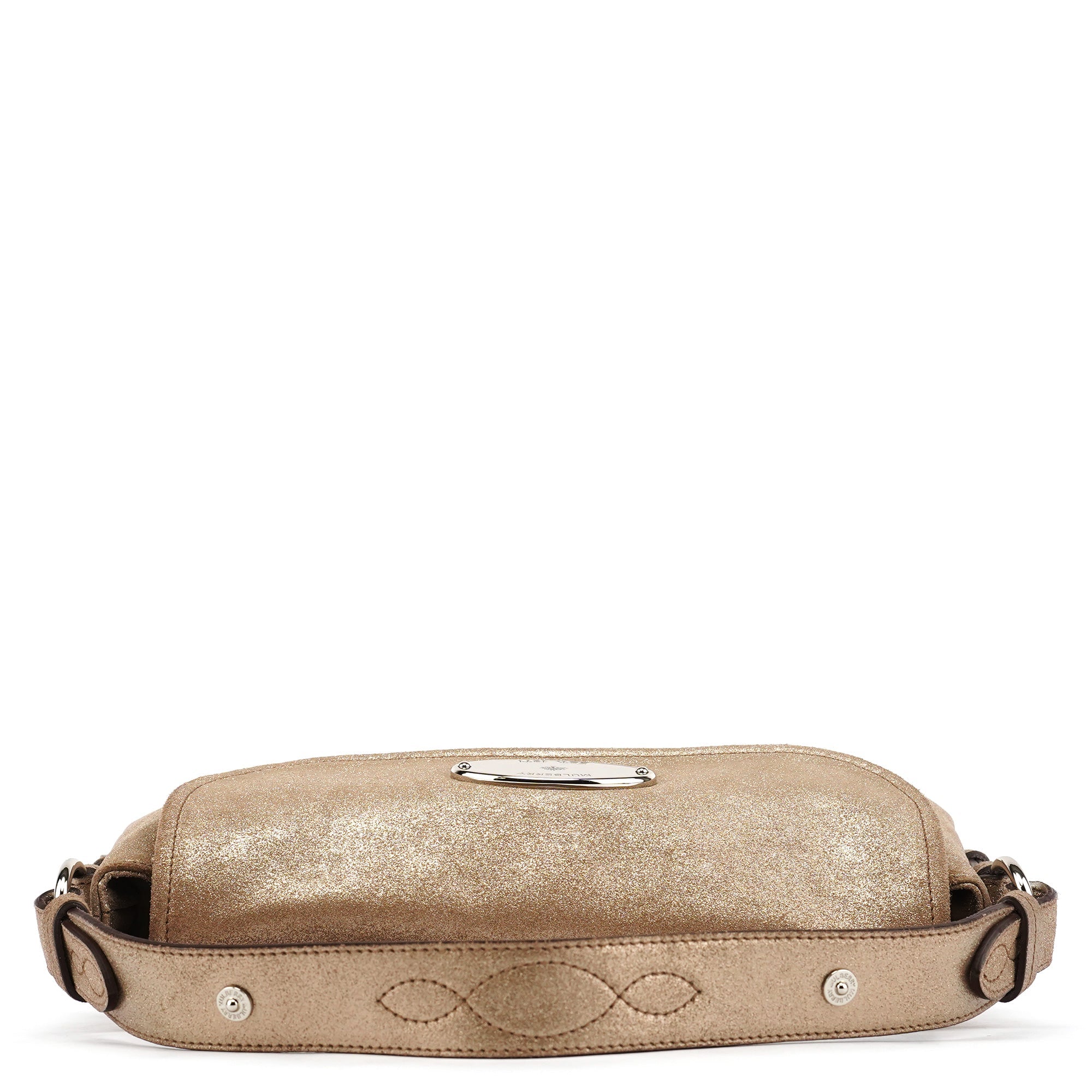Pink Gold Metallic Leather Shoulder Bag