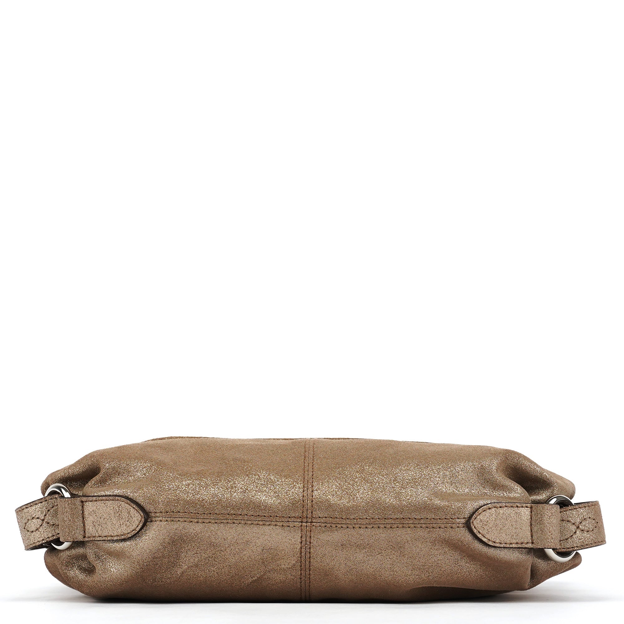 Pink Gold Metallic Leather Shoulder Bag