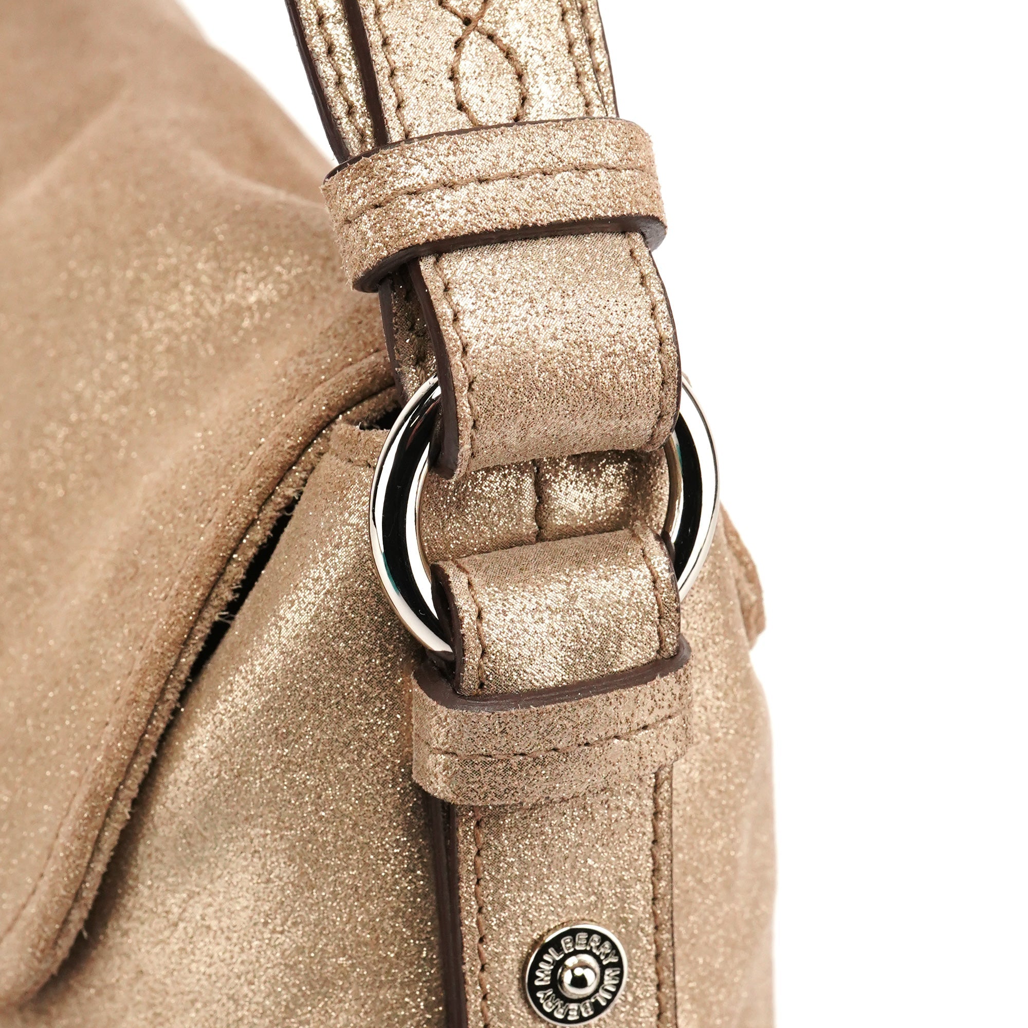 Pink Gold Metallic Leather Shoulder Bag