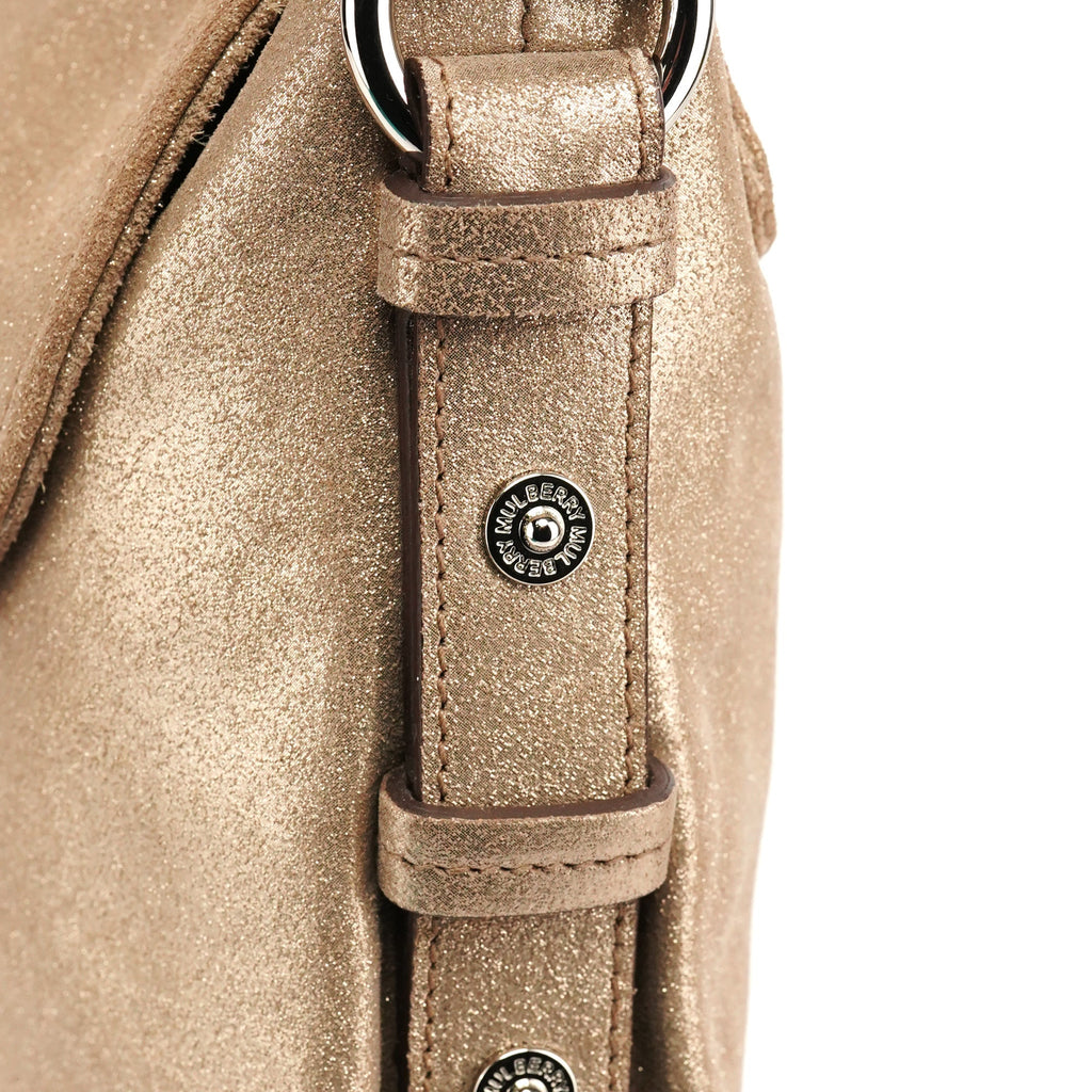 Pink Gold Metallic Leather Shoulder Bag