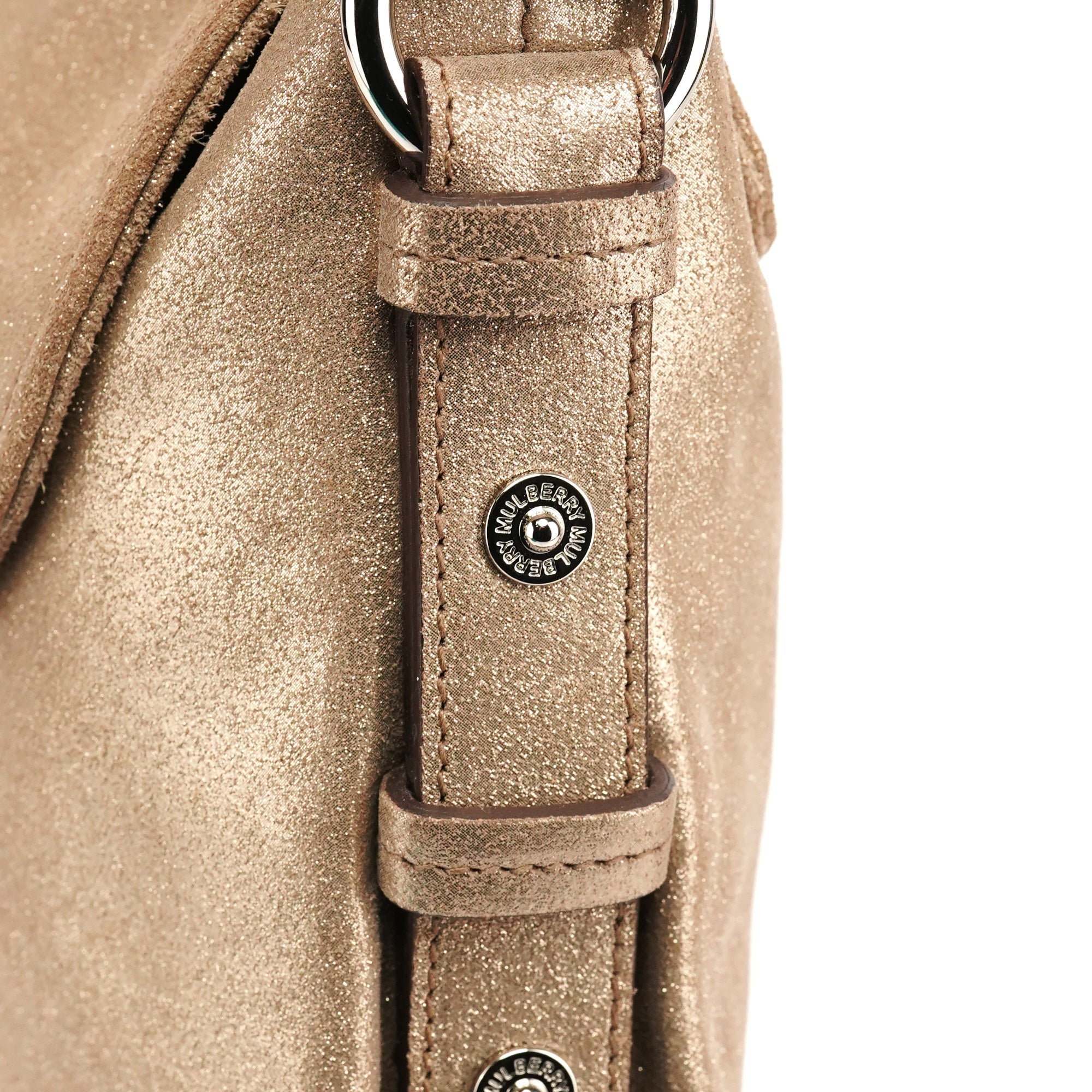 Pink Gold Metallic Leather Shoulder Bag
